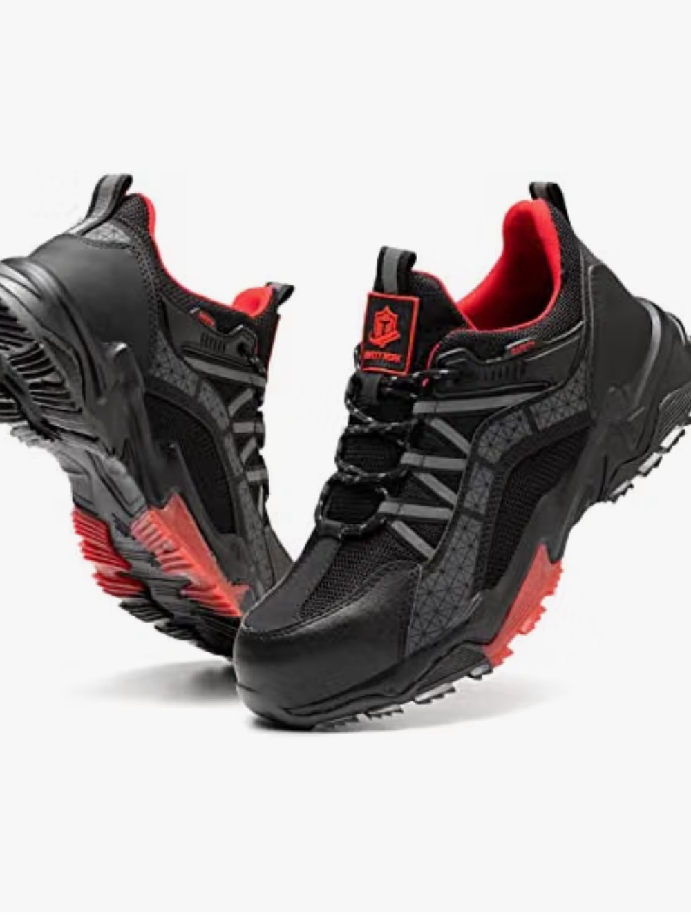 KELODON Steel Toe Shoes breathable mesh red black sneaker work safety 12.5 men’s